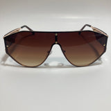 womens brown and gold shield sunglasses