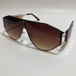 womens brown and gold shield sunglasses