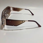 womens brown and gold shield sunglasses