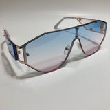 womens blue pink and gold shield sunglasses