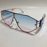 womens blue pink and gold shield sunglasses