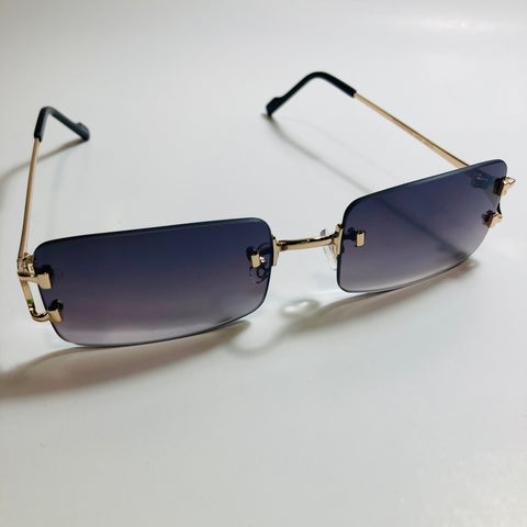 mens and womens black rimless square sunglasses