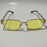 mens and womens gold square sunglasses with yellow lenses