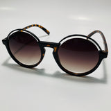 womens brown and gold round sunglasses