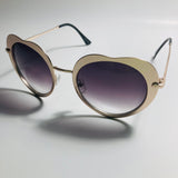 womens black and gold heart shape sunglasses