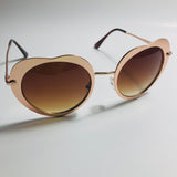 womens brown and gold heart shape sunglasses