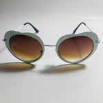womens brown and white heart shape sunglasses