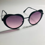 womens black and pink heart shape sunglasses