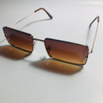 mens and womens brown and gold square retro sunglasses