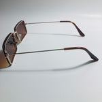 mens and womens brown and gold square retro sunglasses