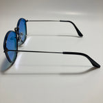 womens black and blue mirrored sunglasses