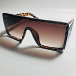 womens brown oversize shield sunglasses with rhinestones