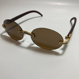 mens and womens rimless round gold diamond sunglasses with brown lenses