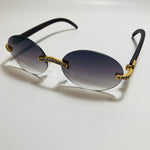 mens and womens rimless round gold diamond sunglasses with black lenses
