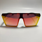 womens orange and black mirrored shield sunglasses