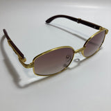 mens and womens brown and gold oval sunglasses