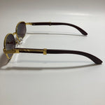 mens and womens black and gold oval sunglasses