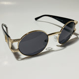 mens and womens black and gold round sunglasses