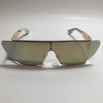 green and gold futuristic sunglasses