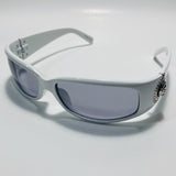 white and gray womens and mens wrap around sunglasses