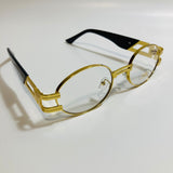 mens and womens gold and clear round sunglasses