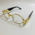 mens and womens gold and clear round sunglasses