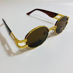 mens and womens gold and brown round sunglasses