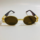 mens and womens gold and brown round sunglasses