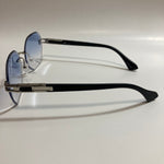 blue and silver rimless sunglasses