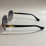 black and gold rimless sunglasses