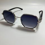 mens and womens silver and black square sunglasses