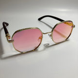 mens and womens gold and pink mirrored square sunglasses