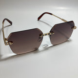 womens brown and gold rimless square rhinestone sunglasses