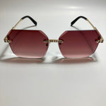 womens red and gold rimless square rhinestone sunglasses