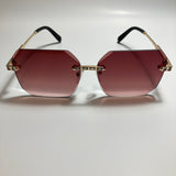 womens red and gold rimless square rhinestone sunglasses