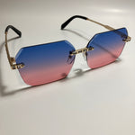 womens pink blue and gold rimless square rhinestone sunglasses