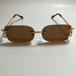 mens and womens brown and gold rimless square sunglasses 