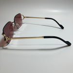 mens and womens red and gold rimless square sunglasses 