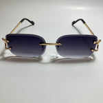 mens and womens black and gold rimless square sunglasses 