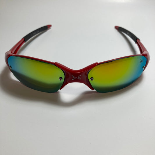 mens and womens red and yellow wrap around sunglasses