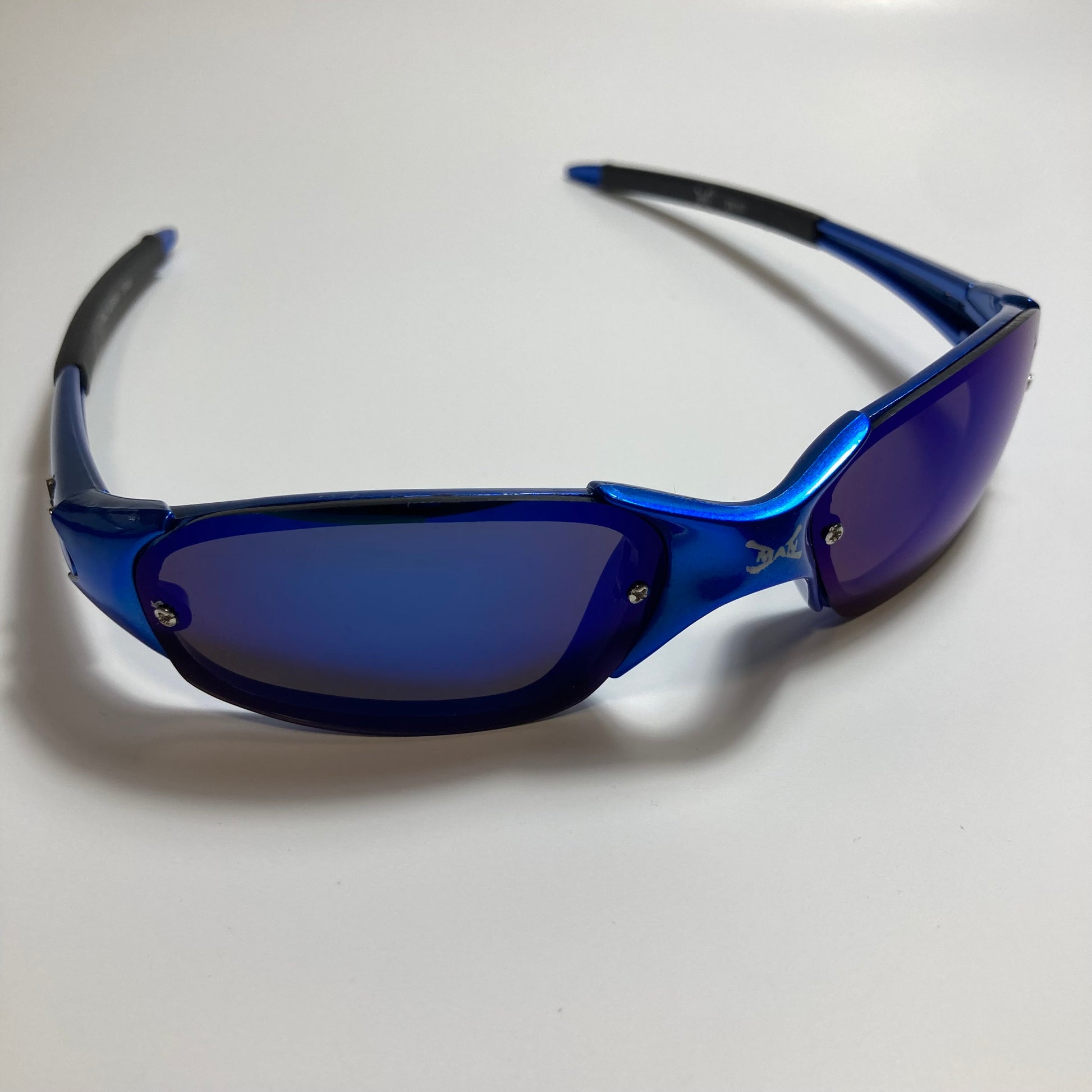 mens and womens blue wrap around sunglasses