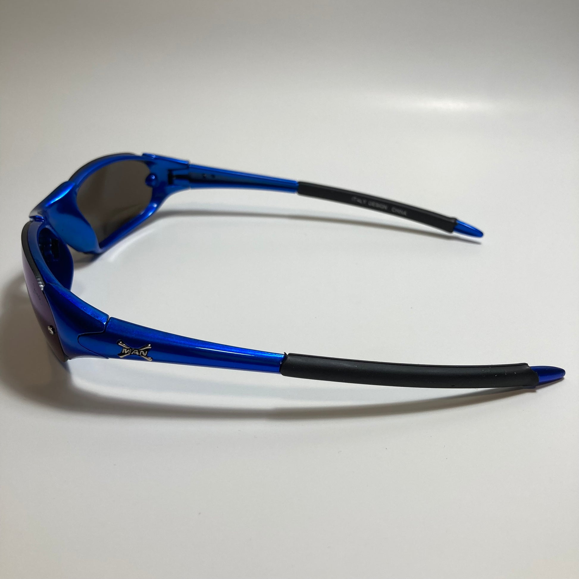 mens and womens blue wrap around sunglasses