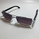 womens and mens black and silver square metal sunglasses