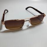 womens and mens brown and gold square metal sunglasses