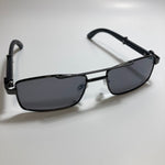 womens and mens black and black square metal sunglasses