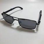 womens and mens black and black square metal sunglasses