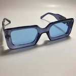 womens blue and silver square sunglasses 