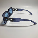 womens blue and silver square sunglasses 