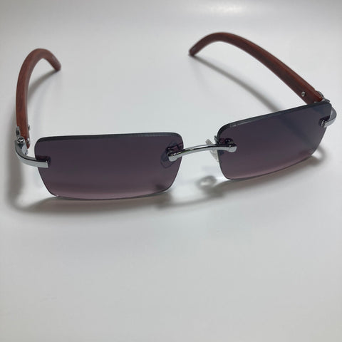 mens and womens black and silver rimless square sunglasses