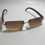 mens and womens brown and gold rimless square sunglasses